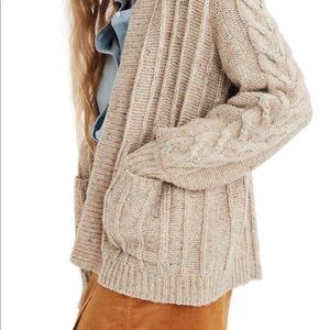 Madewell bubble sleeve cable knit cardigan sweater small